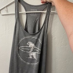 Grey tank top with California bear and surfboard